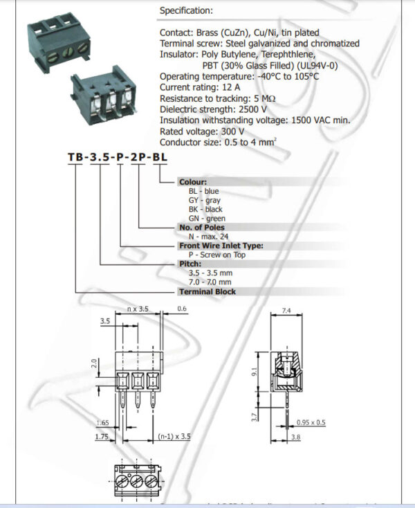 Bloque de terminales hembra TB-3.5-P-2P - Imagen 3